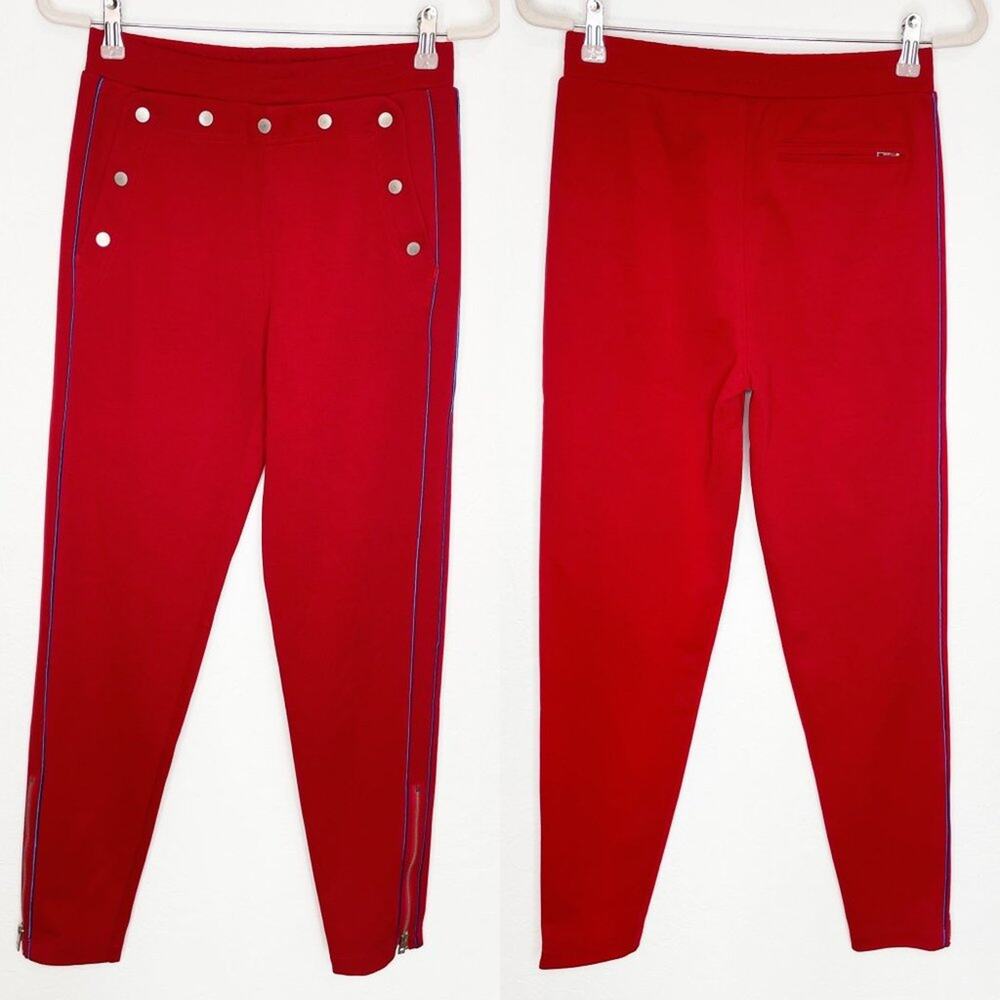 Rag & Bone True Red Naval Side Stripe Snap Front Tapered Track Pants Small P - Picture 2 of 15